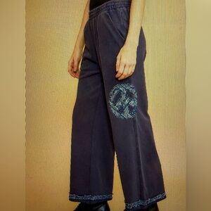 146. Womens' Washed French Terry Peace Pants